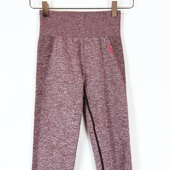 Gymshark Flex Burgundy Marl Leggings Womens Small Athleisure Gym Workout - Picture 2 of 6